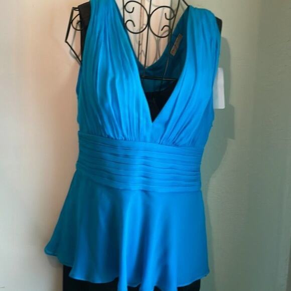 Emilio Pucci Gathered silk and cotton blend chiffon top azure size 8 - Picture 8 of 12